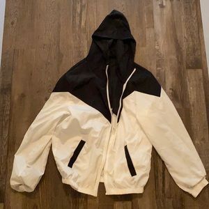 black and white windbreaker